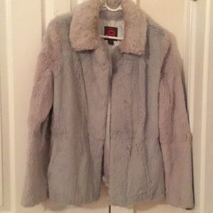 Blue rabbit fur jacket